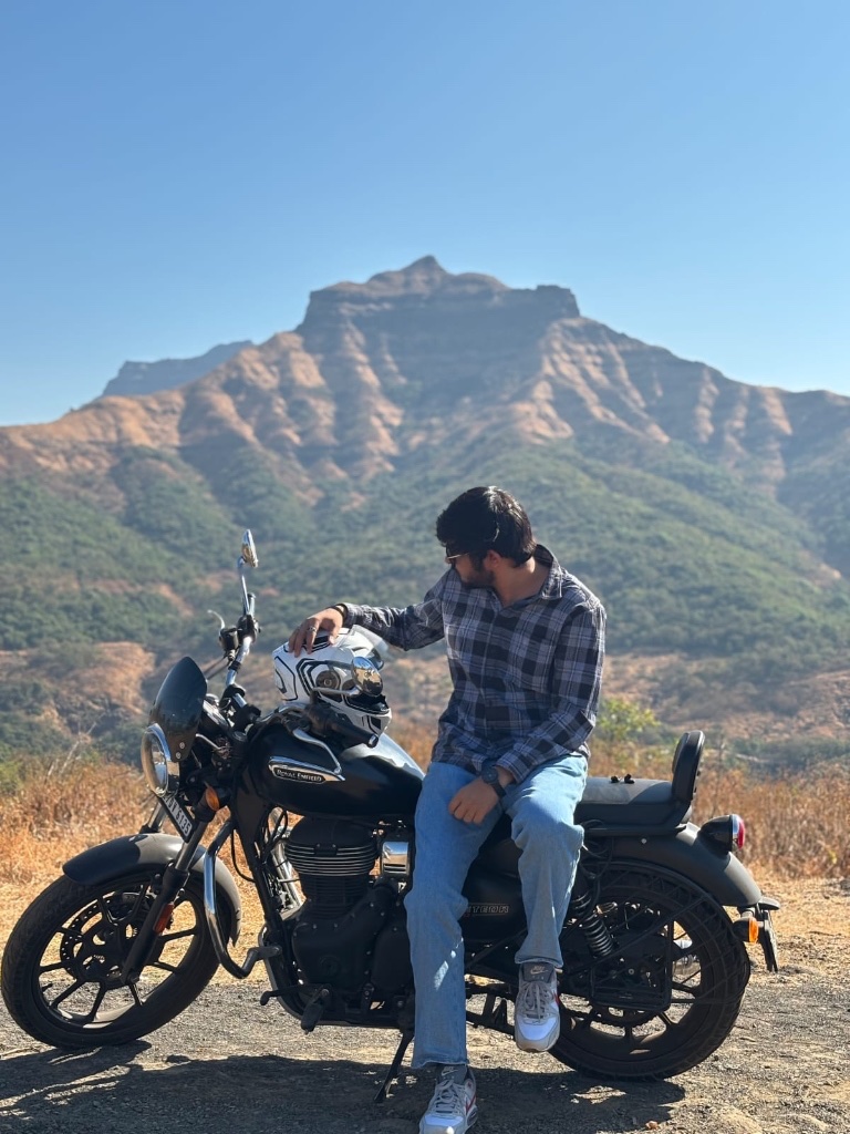 Sumit on a mountain motorcycle ride